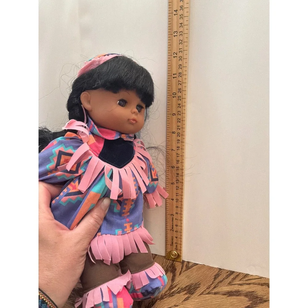 Vintage 90s Gi-Go Toys Southwestern Fringe Soft Body Doll 12‎ Inch Purple Pink